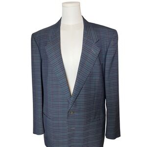 Tropics Wear Blazer 44R Windowpane Plaid Javier de Juana  Zegna Fabric Tag